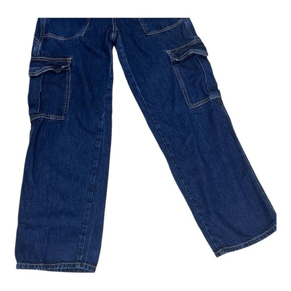 Simple Society Blue Denim Carpenter Jeans 3/26 Wide Leg Mid-Rise Women Juniors - Picture 4 of 12